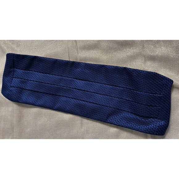 DAVID DONAHUE Cummerbund Sterling 100% Silk Adjustable Formal Tuxedo Wedding - Picture 2 of 7